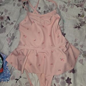 Pink Floral Swimsuit with Skirt